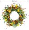 Artificial Spring Summer Wreath for Front Door Yellow Daisy Wreath with Olive Leaf,Eucalyptus Leaves for Front Door Indoor Outdoor Wall Porch Farmhouse Home Decor